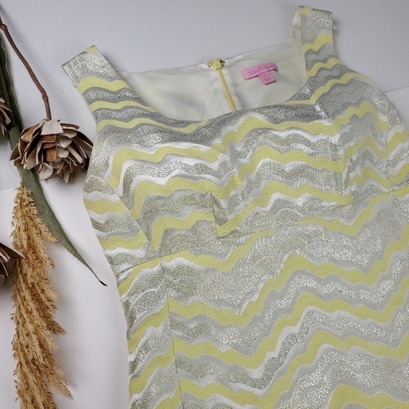New Lilly Pulitzer Yellow Silver Stripe Dress 4 - Picture 12 of 12
